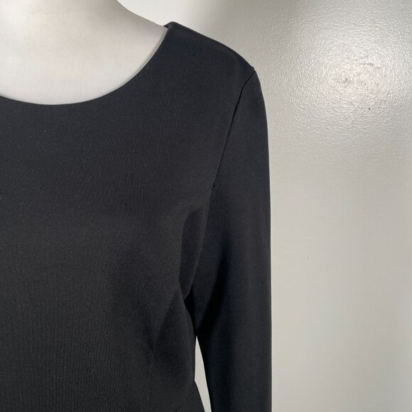 Lulus Black Scoop Neck Long Sleeve Cinched Waist Flowy Fit & Flare Mini Dress XL - Picture 4 of 15